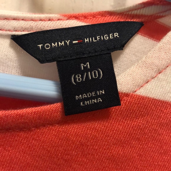 Tommy Hilfiger girls coral and white dress. - Picture 2 of 3
